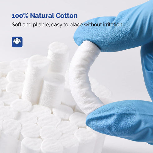 JMU 250 Pcs Cotton Rolls Dental, 1.5'' Non-Sterile Nosebleed Plugs, #2 High Absorbent Mouth Cotton Rolls
