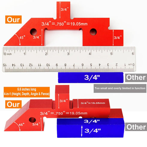Miucoguier Setup 14pcs Blocks Height Gauge - Aluminum Alloy Precision Bars, Woodworking Tool