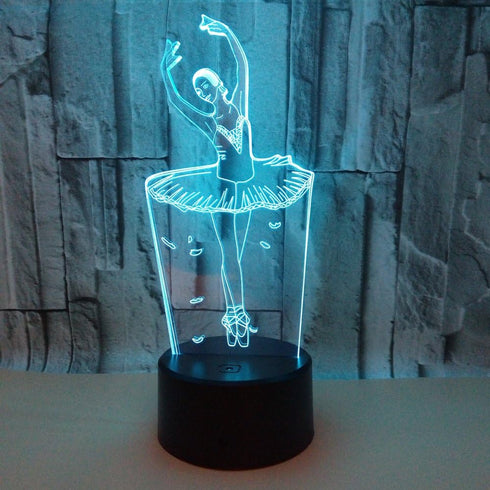 WMH 3D 7 Ballet Dancer Night Light Touch Table Desk Optical Illusion Lamps Color Changing Lights Touch Switch Table