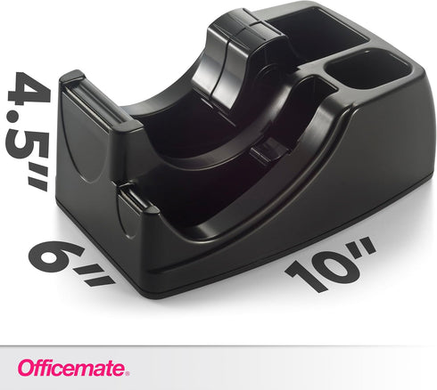 Officemate Recycled Heavy Duty Tape Dispenser, 2-in-1, Black, 1" and 3" Cores