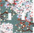 Farmhouse Spring Floral Double Switch Plate Covers, 2-Gang Cherry Blossoms and Plum Red Floral Light Switch Cover
