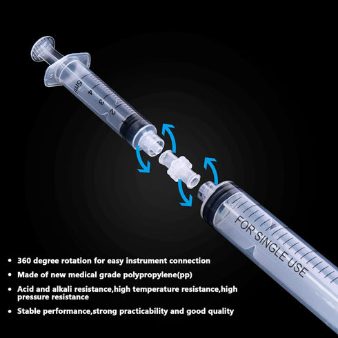 25pcs Luer Lock to Luer Lock Connector, Female Luer Syringe to Syringe Transfer Joint, PP Syringe Adapter Coupler