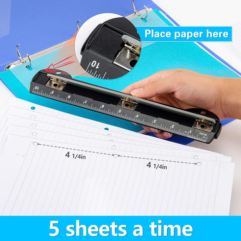 WorkLion Portable 3 Ring Hole Punch for Binder, Black Office Assistant