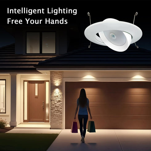 Yun Cai 6 inch 20W 360 3000K 120V-256V Retrofit LED PIR Motion Sensor Downlight, LED Ceiling Light with Adjustable