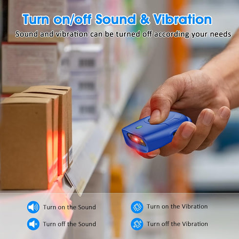 Symcode Mini QR Portable Barcode Scanner, 3-in-1 Bluetooth, 2.4G Wireless, USB Wired Scanner for Android, iOS, Windows