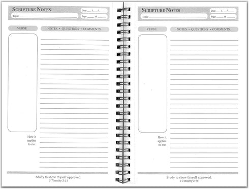 G.T. Luscombe Company, Inc. Scripture Notes, Bible Study, 9 x 5.5 inch, Spiral Bound, 100 Double-Sided Pages