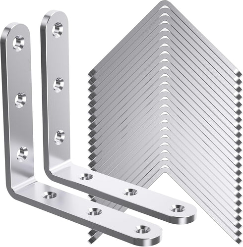 WENQUIT 25Pcs Stainless Steel Angle Brackets, 3x 3 Heavy Duty Corner Brackets,Metal Corner