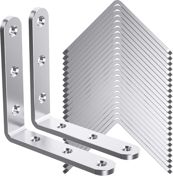 WENQUIT 25Pcs Stainless Steel Angle Brackets, 3x 3 Heavy Duty Corner Brackets,Metal Corner