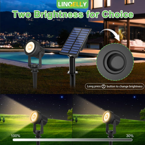 2-in-1 1 Pack) Solar Spotlights Outdoor Waterproof, Warm White Landscape Spotlights, Decorative Solar Spot Lighting