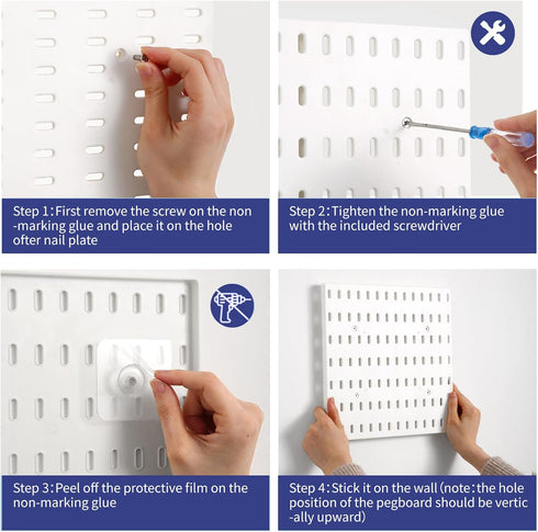 Nafenai Pegboard Combination Wall Organizer Kit, 2 Pieces with 11 Accessories, White Peg Board for Home Office
