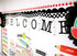 Schoolgirl Style Black, White and Stylish Welcome Bulletin Board Set, Inspirational Pennants, Colorful Tassels, Apple