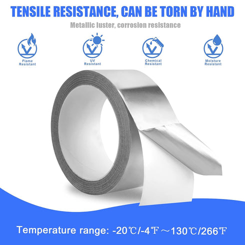 Romeda Aluminum Tape, 2 Inch x 65 Feet Heavy Duty Foil Tape for Insulation, HVAC, Ductwork, Dryer Vent