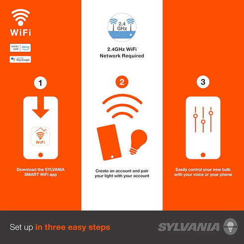 Bulb, 65W BR30, Dimmable, 4 Pack (75688) Sylvania WiFi LED Smart Light Equivalent Full Color and Tunable White Works