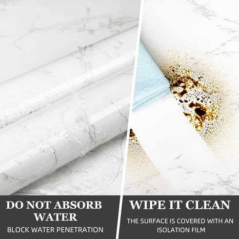 practicalWs Marble Contact Paper, 15.7inch 118.1inch White Marble Wallpaper, Waterproof Self Adhesive Removable for
