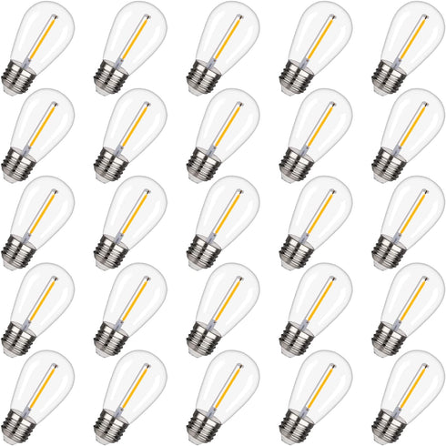 BORT LED S14 Replacement Light Bulbs, Shatterproof Outdoor String Light Bulbs, 25 Pack, 2200K Warm White