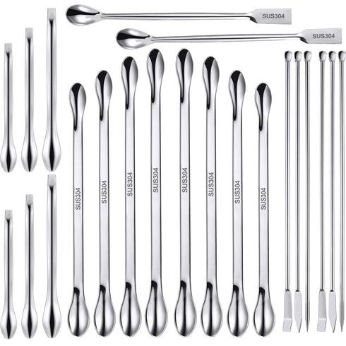 22 Pieces Stainless Steel Lab Spatula Micro Scoop Set, Mixing Spatula for Powders Gel Cap Filler