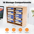 SHIOUCY 18 Mailbox Slots Desktop Paper Mail Sorter Wood Office File Literature Organizer on Desk Floor, Paper Storage
