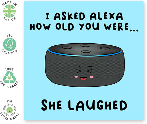 CENTRAL 23 Funny Birthday Cards for Men | Alexa Birthday Card for Women, Mom, Dad, Him, Her with Fun Stickers
