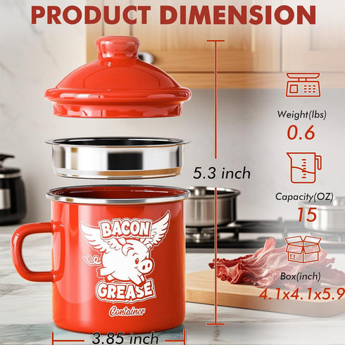 15OZ Red Meat Chopper And Red Bacon Grease Container