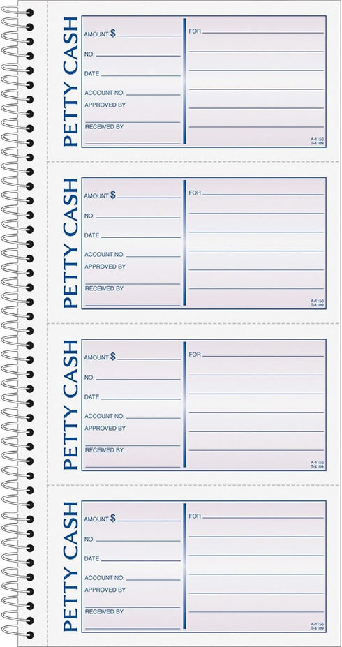 Adams 2-Part, 4 200 Sets (SC1156) Spiral Petty Cash Book, Carbonless, Messages per Page, per Book