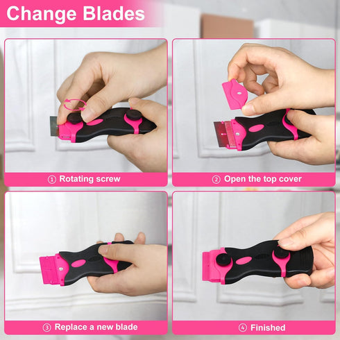 THINKWORK Razor Blade Scraper - Pink Gift for Women, 2-in-1 Tool Set with 20Pcs Razor Blades