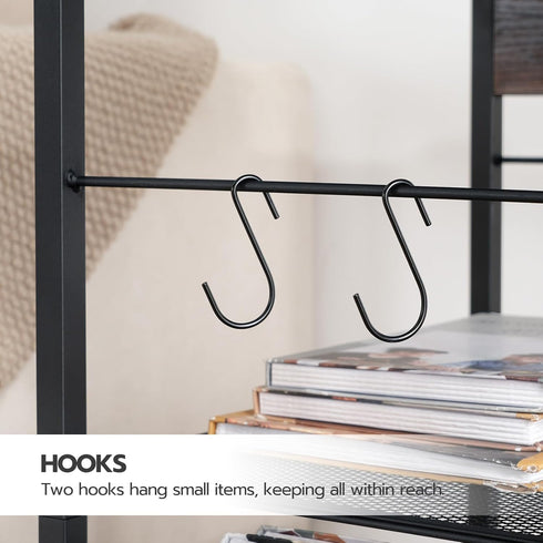 HOOBRO Industrial Printer Stand, 3-Tier Mobile Printer Table with Power Outlets and USB Ports, Black BB22UPS01, for