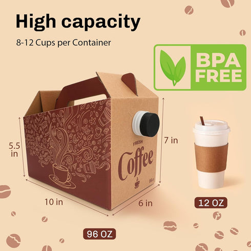 INPARALLUV 10 Pack (96 oz) Disposable Coffee Box Dispensers Coffee to Go Drink Containers Insulated Hot Beverage