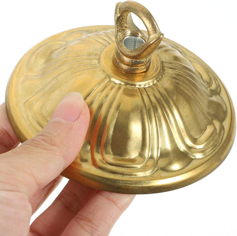 3.46X3.46X0.59in Homoyoyo Antique Style Cast Brass Canopy Light Cover Plate with Chandelier Hook