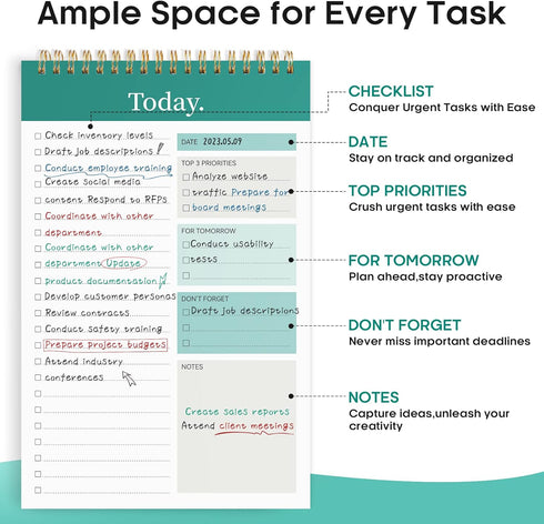 To Do List Pad - To Do List Notebook for Work with 52 Sheets, Undated Daily Planner Perfect for Daily Tasks and Goal Setting, To Do List Notepad Suitable for Office, Home and School-Greenery Sway by Taja