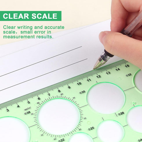 Tamaki Circle Template Measuring Geometry Ruler Stencils for Drafting Digital Drawings, 2 Pack for Office, School