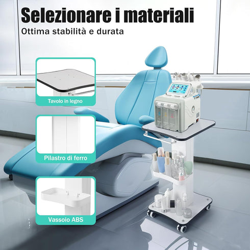 WXLTSGM 3-Tier Beauty Rolling Cart with Storage Trays,Rolling Cart Moveable Esthetician Machine, Tattoo Table Work