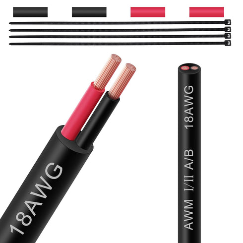 18/2 Gauge Electrical Wire 2 Conductor Extension Cable, 25 Foot UL2464 Tinned Copper Wire for LED Lamps