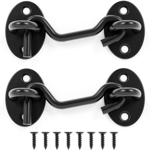 3 Inch Privacy Hook and Eye Latch, Black Iron Barn Door Lock