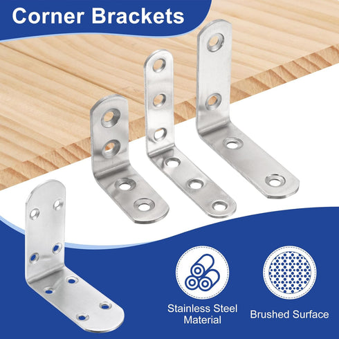4pcs 3.3" 3.3" 1.5" 90 32 HARFINGTON L-Shaped Corner Bracket x x Stainless Steel Degree Angle Brace Joint Right Corner