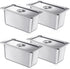 Mifoci 4 Pack Stainless Steam Hotel Pan with Lid, Reusable Anti Rust for Home & Restaurant