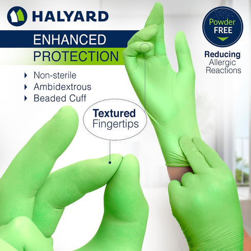 3.5 9.5 Inches, 200 HALYARD FLEXAPRENE Green Exam Gloves - mil, Green, Medium, Box of - Made with Chloroprene