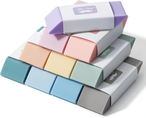 Mr. Pen 10 Pack Erasers - Morandi Colors, Large Block Erasers for School and Office