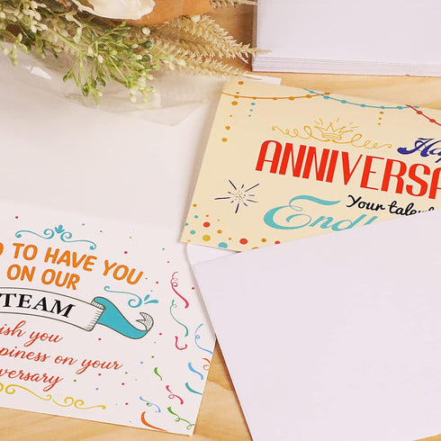 72Sets 6 36Pcs Employee Anniversary Cards Business Employee Thank You Cards Encouragement Work Team Greeting Cards