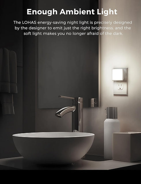 2-Pack, 0.3W 5000K L LOHAS LED Night Lights Plug into Wall Plug in Night Light, Dusk to Dawn, Daylight White Bright