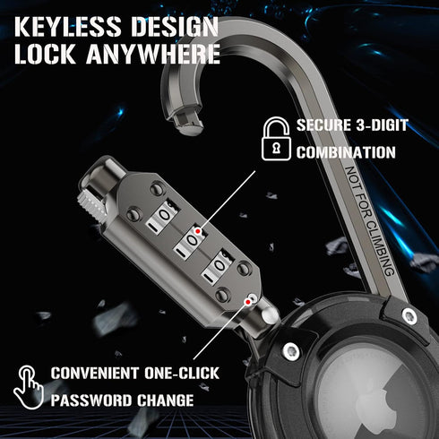 Airtag Holder with 3-Digit Combination Lock, Protective Case with Metal Carabiner