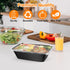 50 pack (100 25oz pieces) meal prep containers, reusable, easy to open with lid, food safe, suitable for microwave