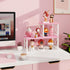 ELITEROO 2 Tier Desktop Shelf - Independent Stackable Desk Stand, Adjustable Freestanding Mini Bookshelf, Pink