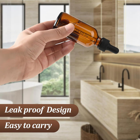 4PCS 2 oz Leak-Proof Glass Dropper Bottles for Traveling and Storing Essential Oils, Beard Oils, DIY Projects
