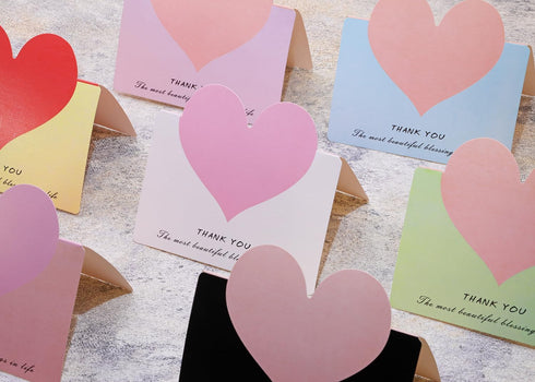 PPhtony 20PCS Heart Shaped Gift Cards Thank You Cards Notes Foldable Holiday Greeting Card Blank Inside for Small
