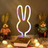 Welpurch Bunny Shape LED Neon Signs, Colorful Rainbow Rabbit Neon Lights USB/Battery Powered Night Lights with Base