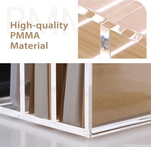 SANRUI Acrylic File Mail Desktop Organizer - 3 Compartments Clear Desk Letter Sorter for Office Documents