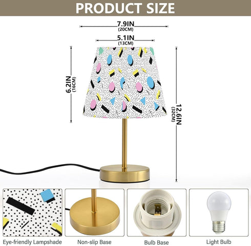 90s Kcldeci Bedside Table Lamp for Bedroom, Pattern Retro Farmhouse Desk Lamps for Nightstand with Fabric Shade