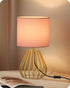 Pink and Gold Table Lamp, Small Bedside Lamp with Metal Base &
