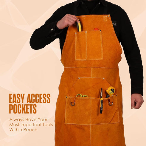 24 42 Houseables Leather Apron, Welding Apron, For Men, Blacksmith, Work Bib, Heat Resistant, Welder Gear, Forging
