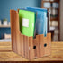 MUNEFE Desk File Sorter Organizer, Wooden Desk Organizer, Magazine Book File Stand Organizer, Desktop Bookshelf Storage